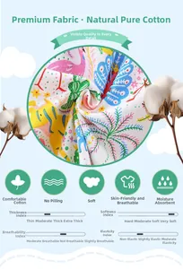Détail du tissu 100% coton naturel avec motifs d'animaux de dessin animé et texture