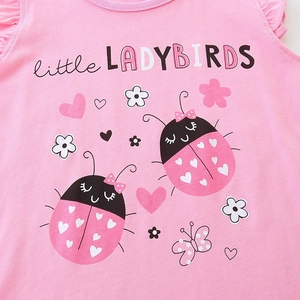 Débardeur rose en coton pour fille avec coccinelles mignonnes et motif Little Ladybirds