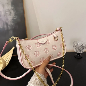 Sac sous le Bras Mode Femme Cuir PU Relief Zodiaque Dessin Animé Sac Bandoulière Carré Avec Chaîne Or Sangle Réglable Sac Quotidien