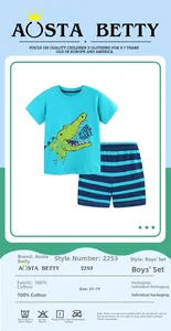 Detail von Jungen Sommer-Set aus 100% Baumwolle mit süßem Krokodil-Aufdruck