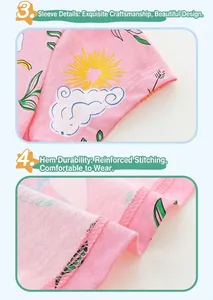 Detailed view of pink unicorn print dress showing high-quality stitching on cuffs and hemline