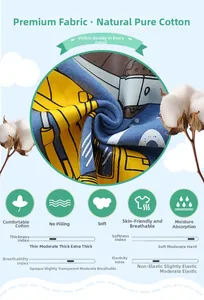 Detail of 100% natural cotton fabric with cartoon truck prints for kids' t-shirts