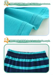 Detail von Baby Jungen Sommer-Set mit Saumnaht und elastischem gestreiftem Bund