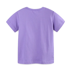 Vue arrière du t-shirt violet en coton pour filles avec imprimé de papillon