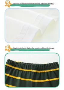 Détails de couture plate sur l'ourlet et taille élastique d'un ensemble en coton