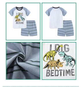Détails de l'ensemble pyjama d'été en coton pour garçons avec motif dinosaure
