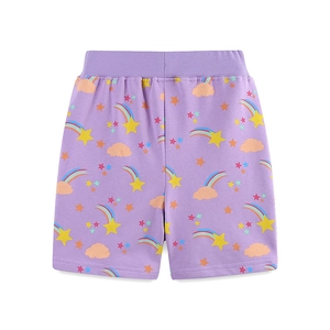 Meisjes casual shorts met regenboogprint van zacht katoen in lichtpaarse kleur