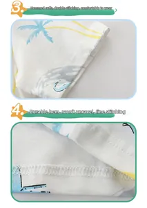 Détail de la double couture sur l'ourlet et le revers du t-shirt blanc garçon imprimé