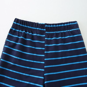 Boys short sleeve T-shirt set with striped elastic waistband and cartoon print