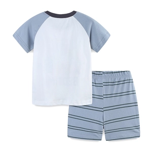Ensemble d'été en coton pour garçons avec T-shirt à manches raglan et short rayé