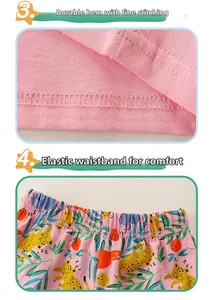 Dettaglio completo bimba rosa con elastico in vita e orlo rifinito a doppia cucitura