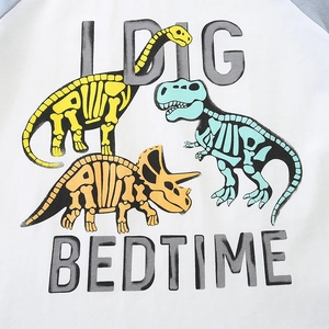 T-shirt pour garçons en coton avec imprimé graphique de squelette de dinosaure mignon