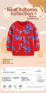 Détail d'un sweat rouge 100% coton pour enfant avec imprimé baleine et bords-côtes
