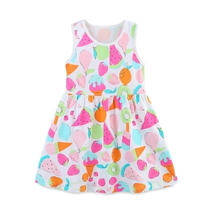 Robe sans manches pour filles blanche avec imprimés de fruits et glaces colorés