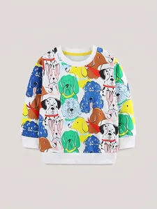 Boys European Style Cartoon Dog Print Sweatshirt Cotton Long Sleeve Casual Pullover Top For Kids Autumn Fashion Clothes
