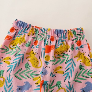 Set in cotone rosa per bambine con elastico in vita e motivi di cartoni animati animali