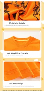 Details des Halloween Kinder T-Shirts mit elastischem Ausschnitt und Stoffstruktur