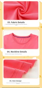 Gros plan sur la maille en coton rose et l'encolure élastique de la robe enfant