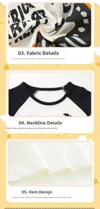 Detail view of cotton Halloween boy shirt showing soft fabric and elastic neckline