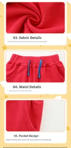 Vue détaillée du jogging rouge pour fille avec taille élastique et texture en tricot