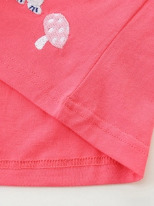 Robe en tricot rose pour filles avec broderie champignon et détails de couture