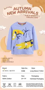 Détail de l'imprimé crocodile sur un T-shirt en coton à manches longues pour garçon