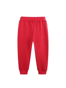 Pantalon de sport rouge vif pour filles avec taille élastique et chevilles côtelées