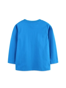 T-shirt bleu classique à manches longues pour garçons en coton avec col rond doux