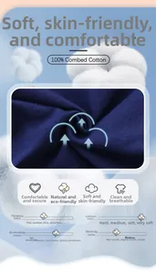Detail of soft 100% combed cotton navy knit fabric with premium texture close-up