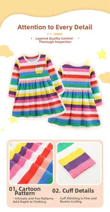 Detail view of colorful striped cotton dress showing fabric texture and sleeve stitching