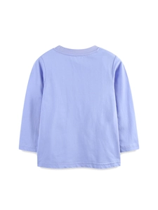 Vue de dos d'un t-shirt à manches longues en coton violet clair pour garçon avec col rond