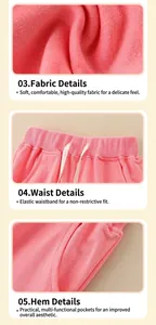 Détail du jogging rose en coton montrant la taille élastique et la poche latérale