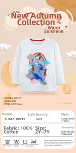 Dettaglio maglia bambina a manica lunga in 100% cotone con stampa arcobaleno