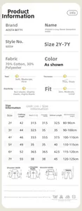 Detailed size chart and fabric specifications for boys' long sleeve hooded sweatshirt
