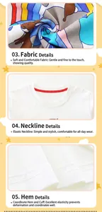 Dettaglio del morbido tessuto a maglia, scollo rosso a costine e orlo resistente della t-shirt