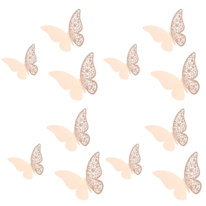 3D hollow laser-cut double layer rose gold butterfly wall stickers for wedding party decor