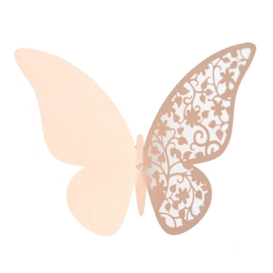 3D laser-cut hollow rose gold butterfly wall sticker for wedding party home decoration