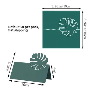 Dimensions détaillées des marque-places feuilles découpées au laser en vues plat et plié