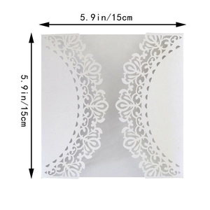 Pochette d'invitation de mariage découpée au laser blanc avec dentelle florale 15x15 cm