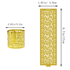 Detailed dimensions of gold lace paper napkin ring with floral hollow-out pattern design