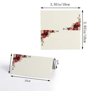 Floral wedding place cards set with elegant pink rose printing for guest seating tables