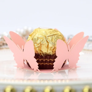 Pink paper butterfly chocolate holder for wedding party table and candy decoration