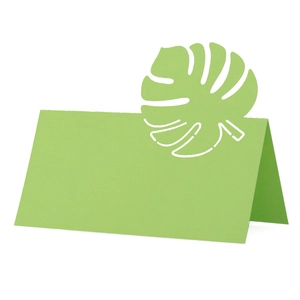 Marque-place découpé au laser en forme de feuille de monstera pour table de mariage