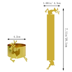 Gold reindeer paper napkin ring dimensions and flat design for Christmas decor