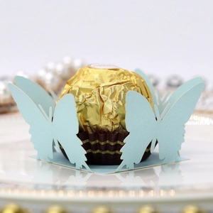 Laser Cut Hollow Butterfly Chocolate Wrappers Artificial Pearl Paper Candy Holders Wedding Party Table Decor Gift Box Accessory
