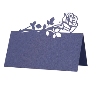 Elegant laser-cut dark purple rose place card for weddings and romantic events