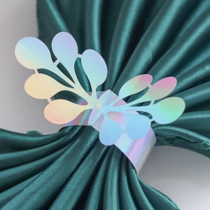 Laser Cut Paper Napkin Rings Hollow Leaf Butterfly Design Mirror Finish For Wedding Banquet Hotel Party Table Decoration
