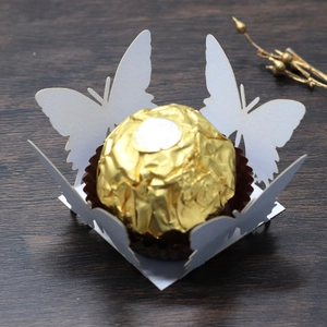 Laser-cut white butterfly paper candy box and chocolate holder for wedding party