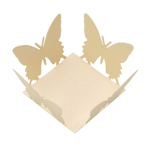 Detailed laser-cut butterfly hollow candy box made of pearlescent champagne cardstock