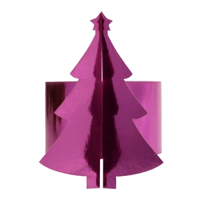 Détail du rond de serviette sapin de Noël violet brillant avec finition miroir réfléchissante
